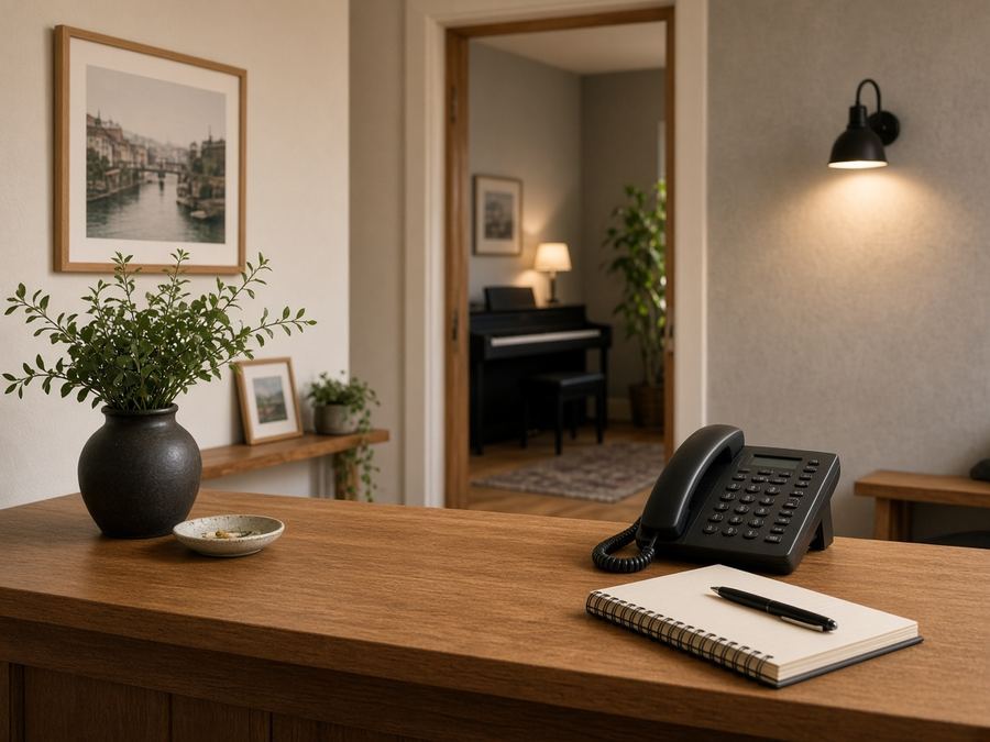 Contact desk at Piano Studio Loaderkeyhole in Porto